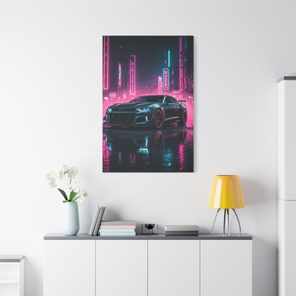Chevrolet Camaro ZL1 1LE Neon City Background Wall Art & Canvas Prints