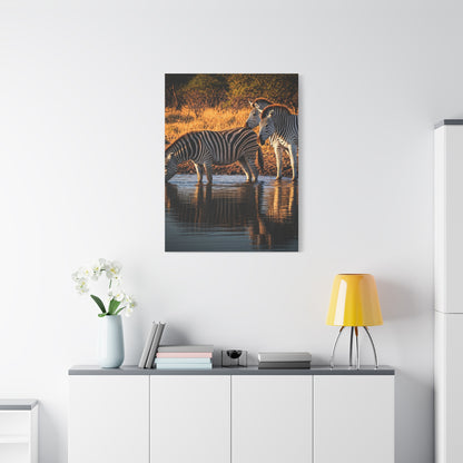 Zebra Pair at the Water’s Edge Wall Art & Canvas Prints