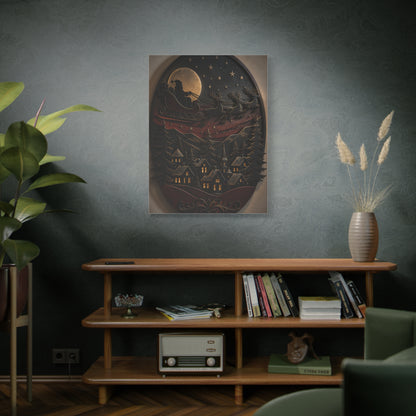 Layered Metal Santa Sleigh Village Wall Art & Canvas Print