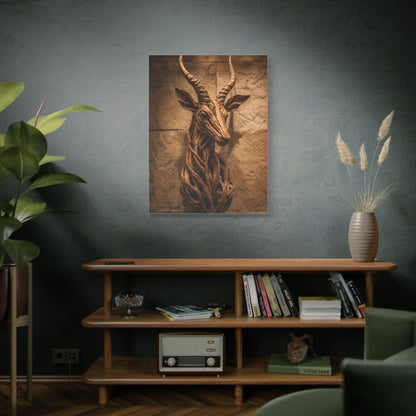 Teak Root Antelope Sculptural Mount Wall Art & Canvas Print