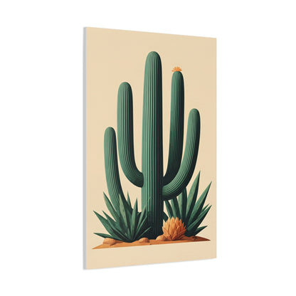 Desert Botanical Saguaro and Agave Composition Wall Art & Canvas Prints