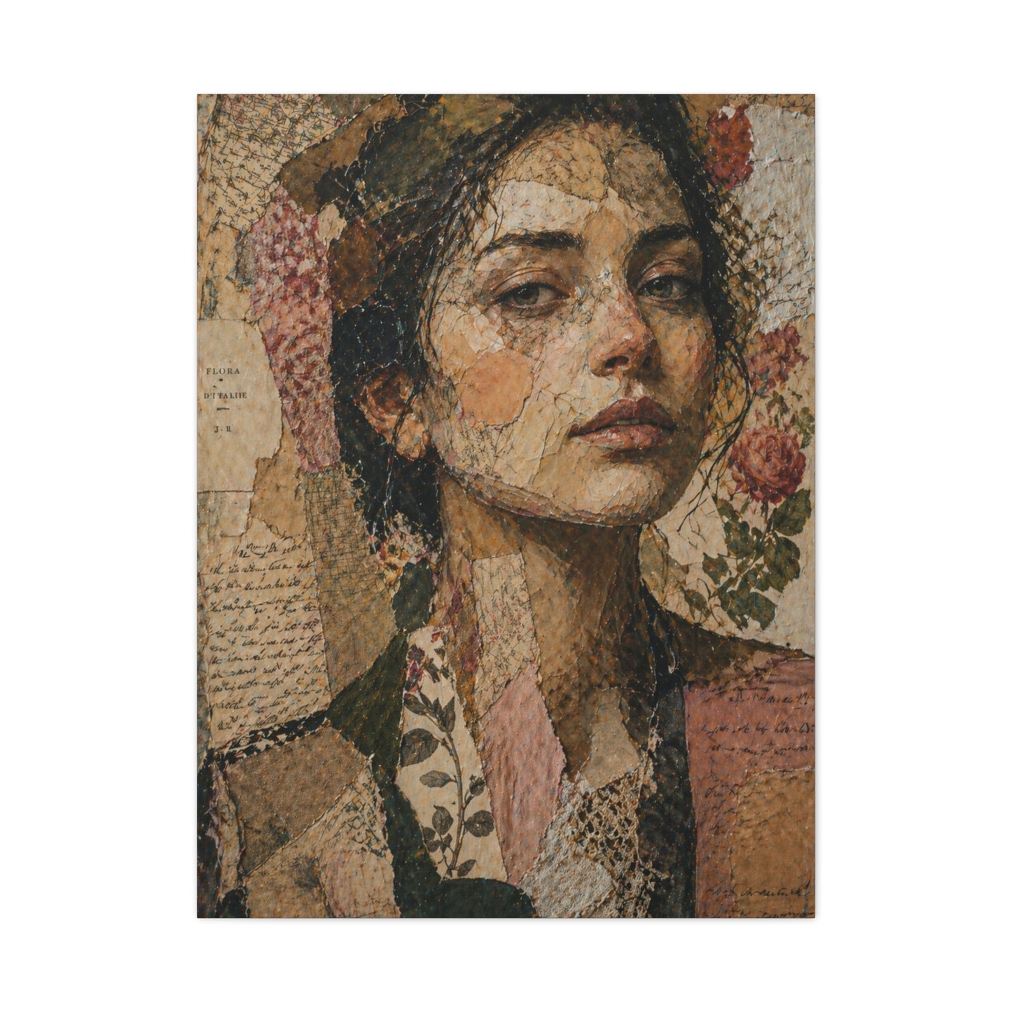 Mixed-Media Feminine Portrait Collage Wall Art & Canvas Print
