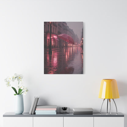 Dreamy Pink Umbrella Rain Scene Wall Art & Canvas Print