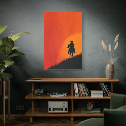 Cowboy Sunset Ridge Silhouette Wall Art & Canvas Print