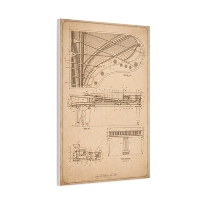 Grand Piano Blueprint Study Wall Art & Canvas Print