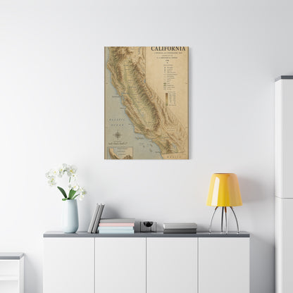 Vintage California Topographic Map Wall Art & Canvas Print