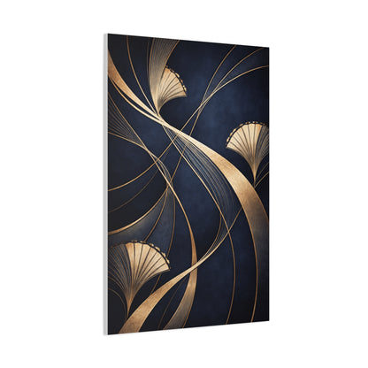 Art Deco Navy Gold Flow Wall Art & Canvas Print