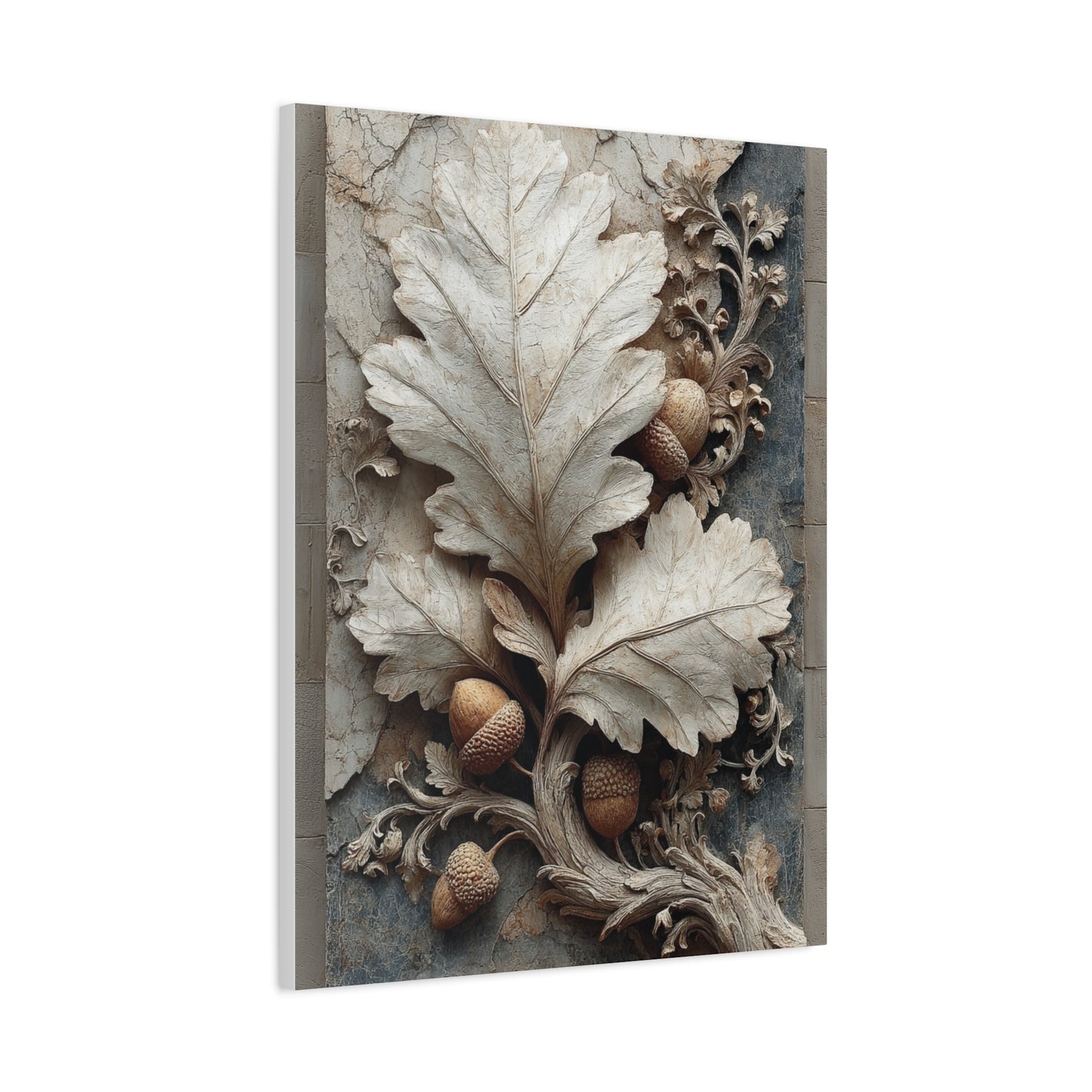Autumn Oak Leaf Bas-Relief Wall Art & Canvas Print