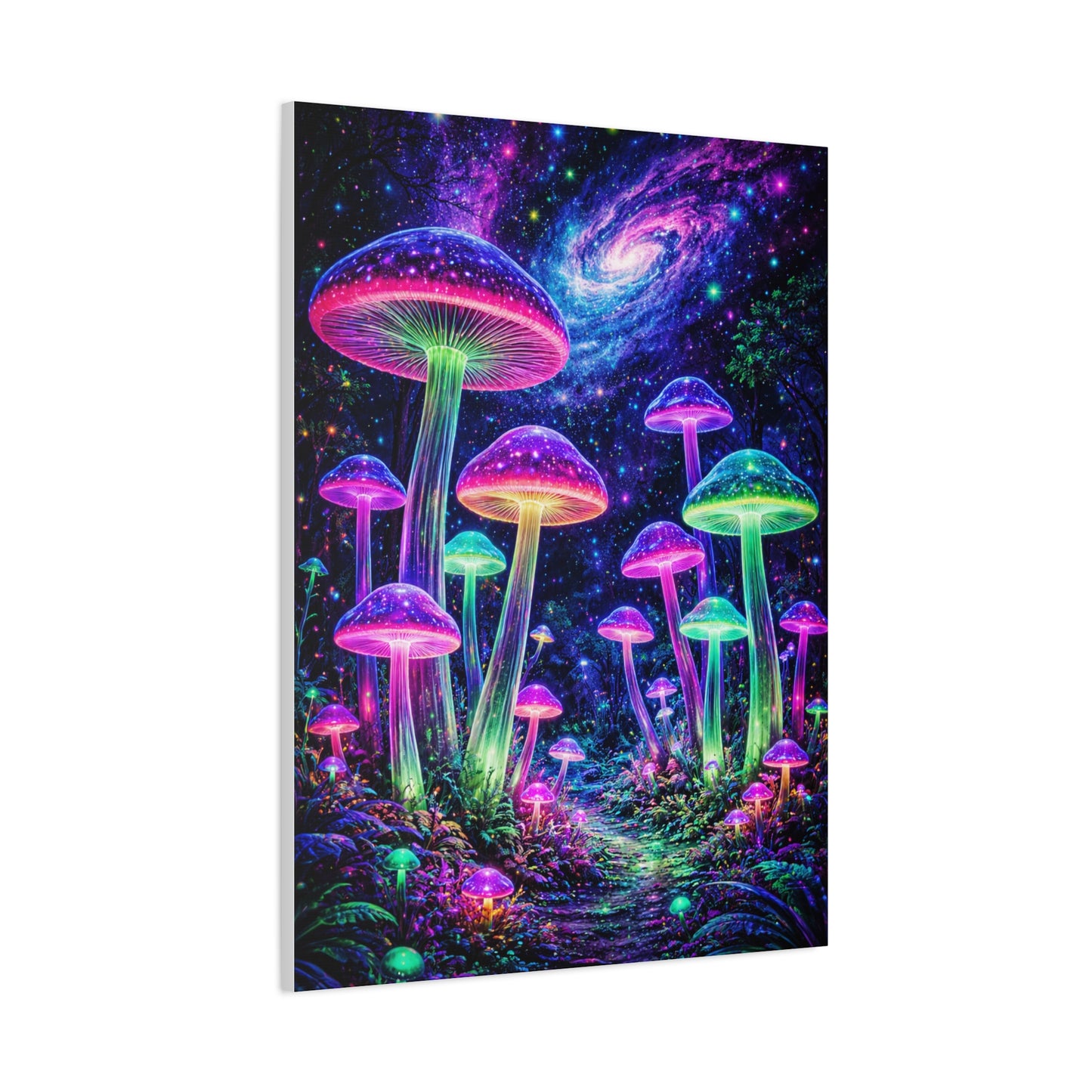 Glowing Giant Mushrooms in Midnight Forest Wall Art & Canvas Print