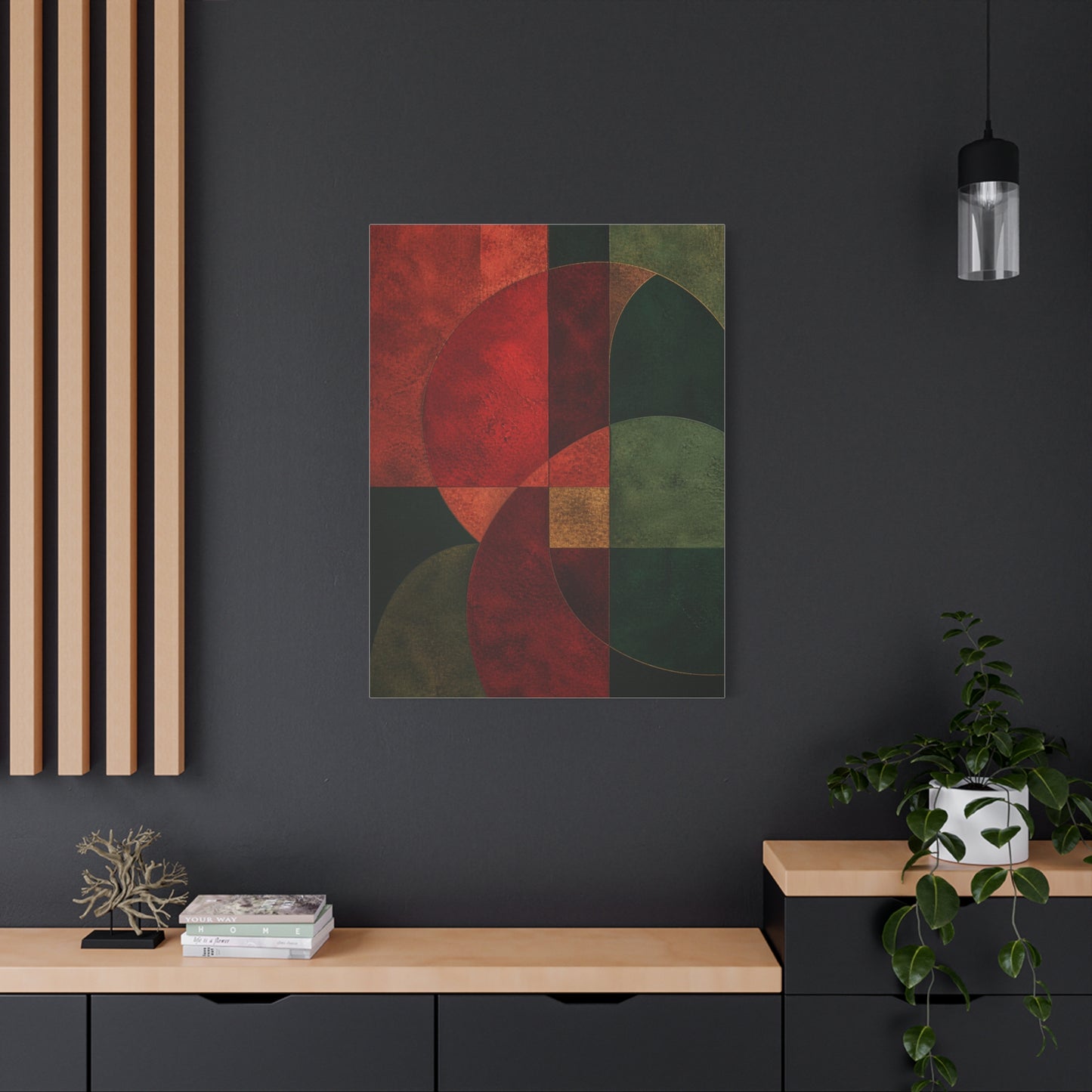 Red and Emerald Geometric Abstract Wall Art & Canvas Print