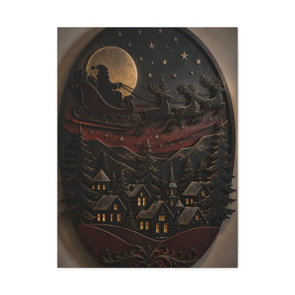 Layered Metal Santa Sleigh Village Wall Art & Canvas Print