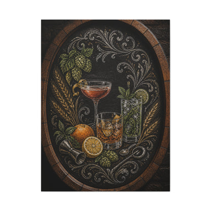 Chalkboard Cocktail Illustration Wall Art & Canvas Print