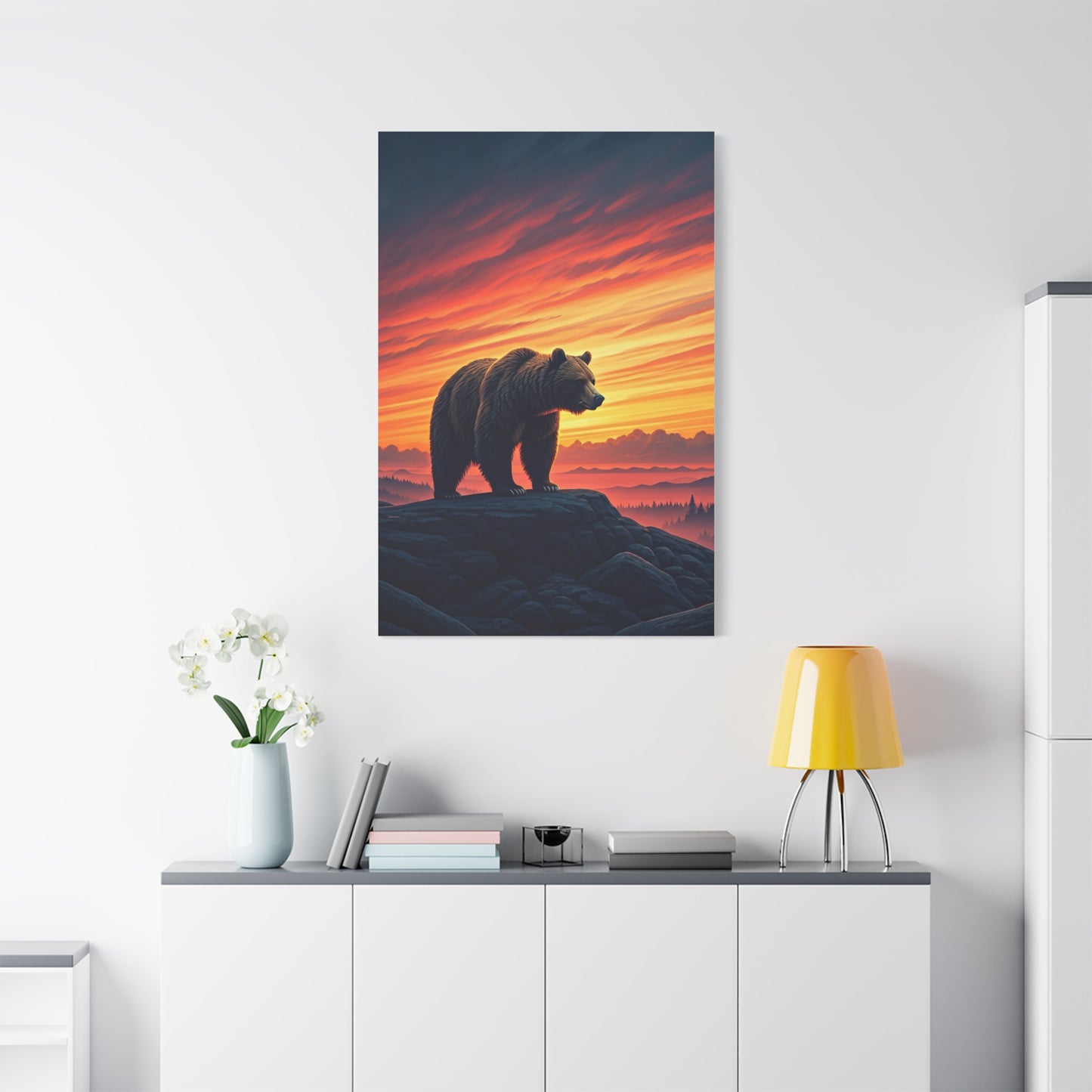 Sunset Summit Bear Silhouette Wall Art & Canvas Prints
