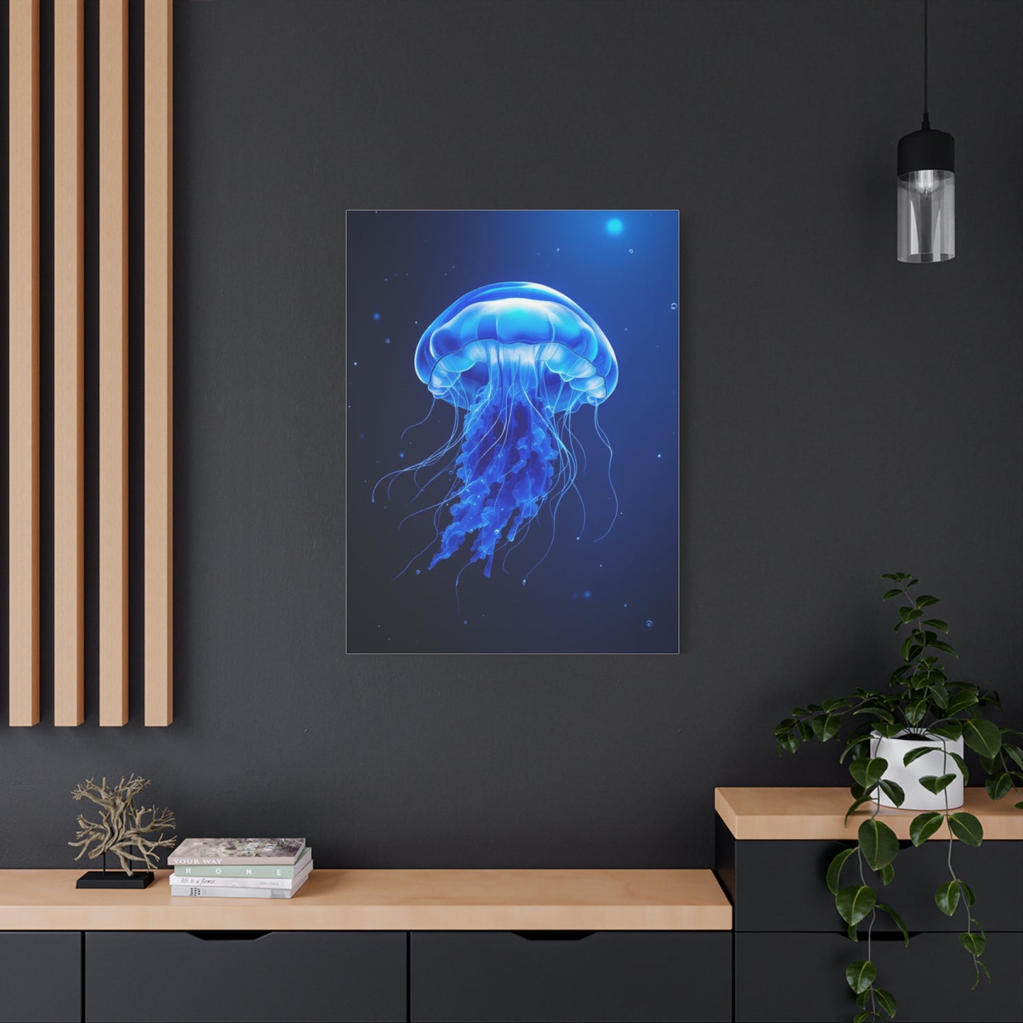Glowing Jellyfish in Midnight Blue Waters Wall Art & Canvas Prints