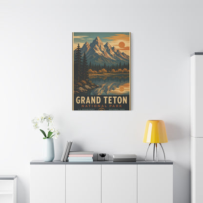 Grand Teton Vintage National Park Poster Wall Art & Canvas Print