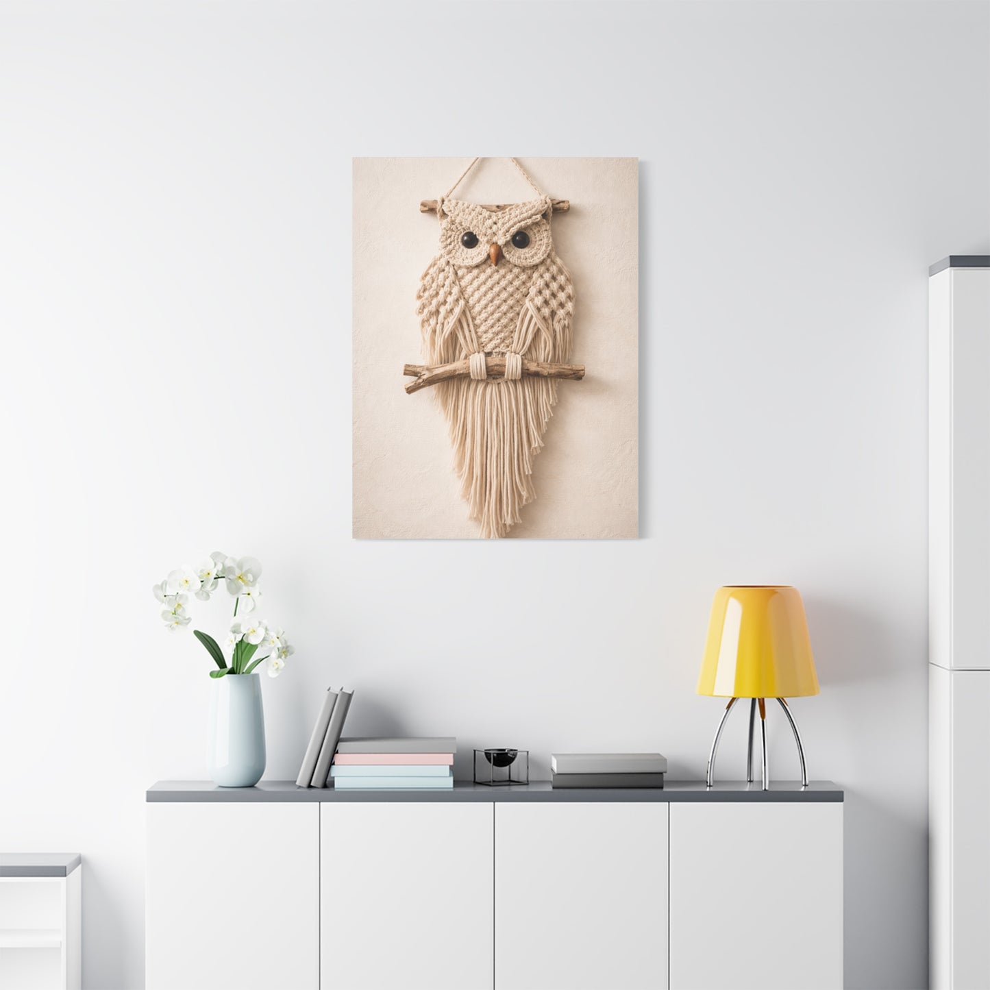 Boho Macrame Owl Textile Wall Art & Canvas Print