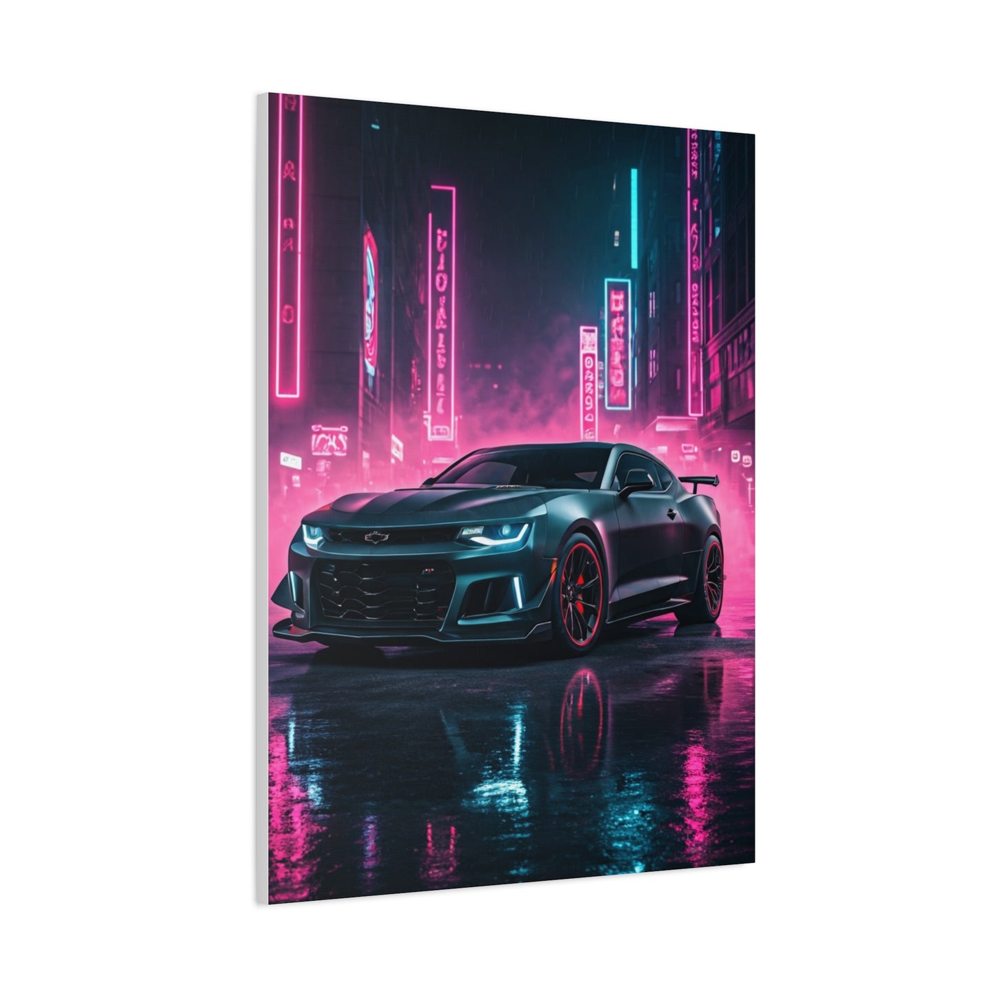 Chevrolet Camaro ZL1 1LE Neon City Background Wall Art & Canvas Prints