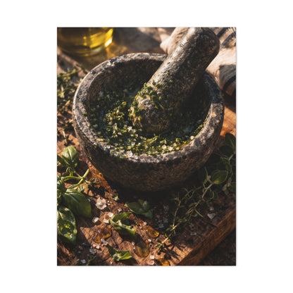 Rustic Herb Mortar and Pestle Wall Art & Canvas Print