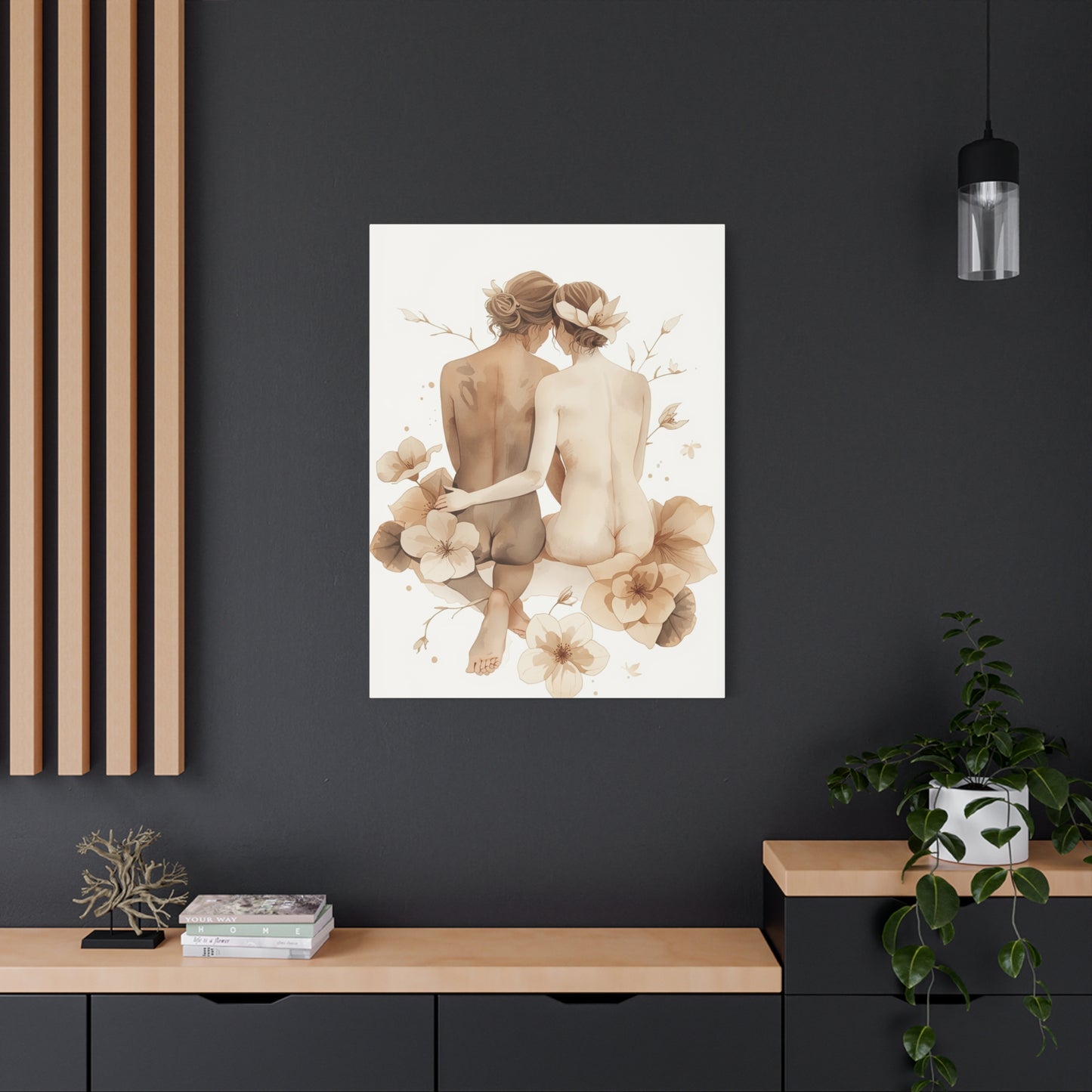 Minimal Dual Figure Botanical Composition Wall Art & Canvas Print