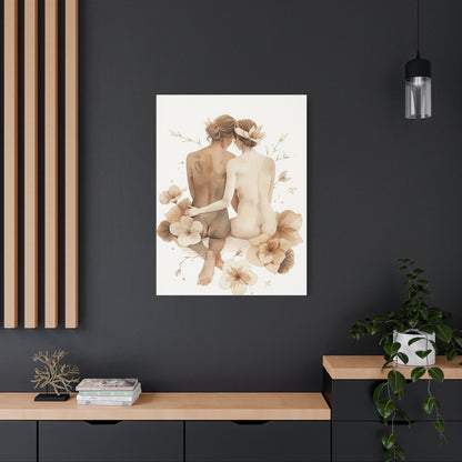 Minimal Dual Figure Botanical Composition Wall Art & Canvas Print