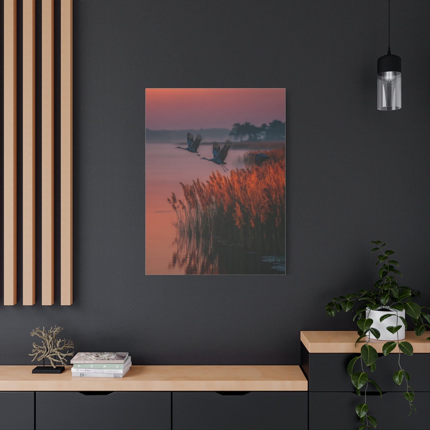Autumn Marsh Sunrise Geese Wall Art & Canvas Print
