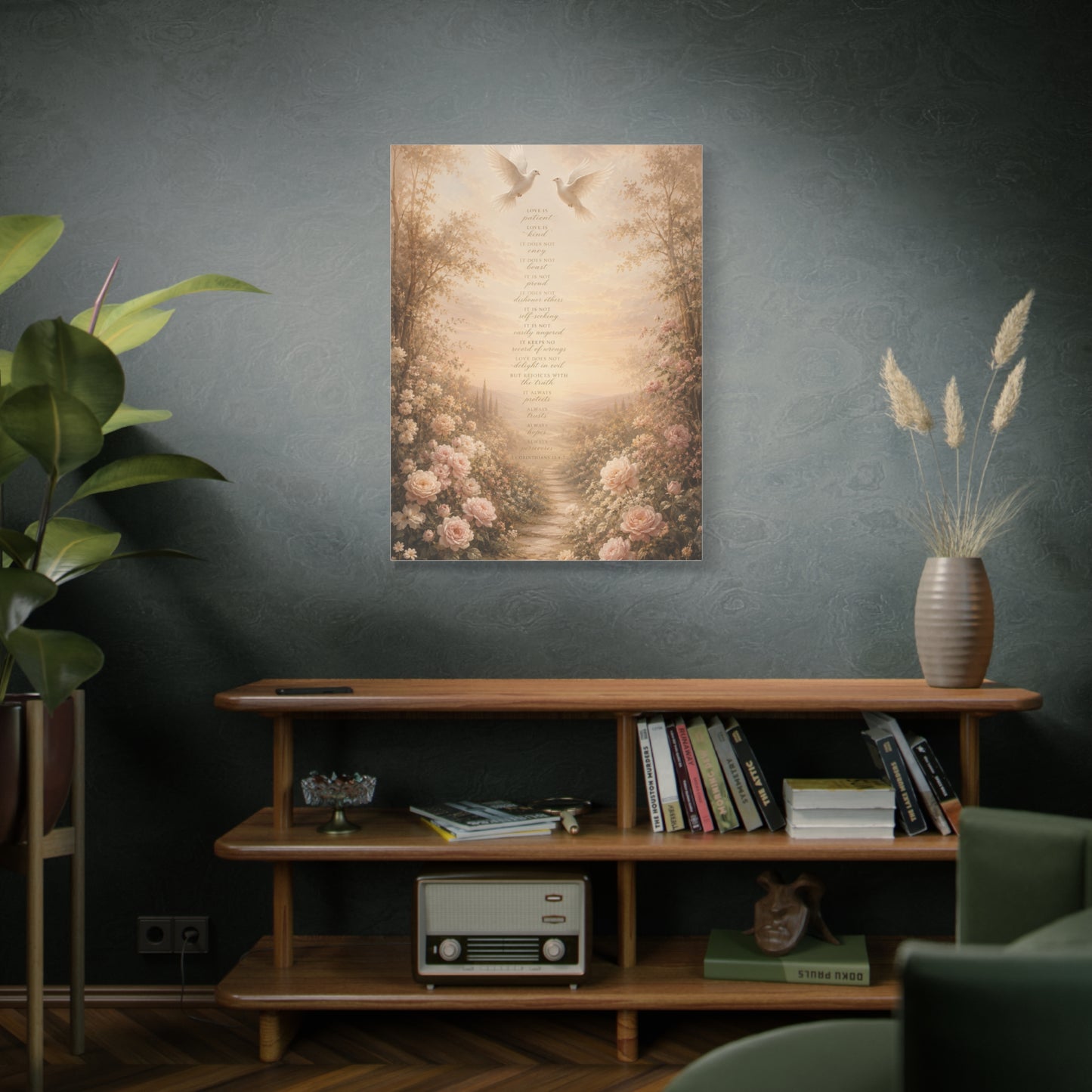 1 Corinthians 13 Dove Garden Scripture Wall Art & Canvas Print