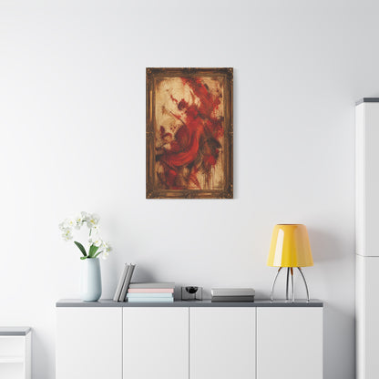 Vintage Framed Red Expressionist Painting Wall Art & Canvas Print