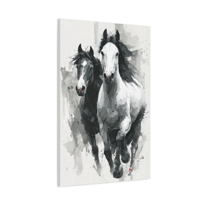 Monochrome Running Horses Abstract Wall Art & Canvas Print
