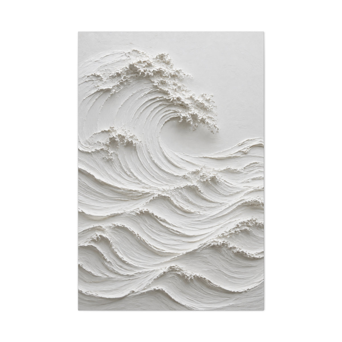 Minimal White Sculptural Wave Texture Wall Art & Canvas Print