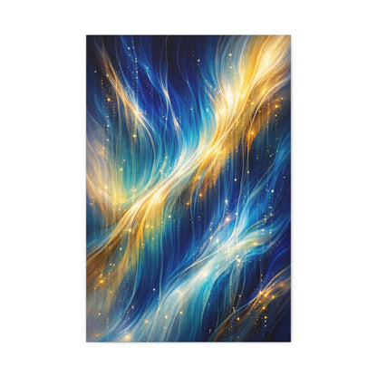 Blue-and-Gold Rain Abstract Wall Art & Canvas Print