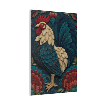 Wycinanki Rooster Folk Ornament Wall Art & Canvas Print