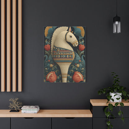 Swedish Dala Horse Folk Floral Wall Art & Canvas Print
