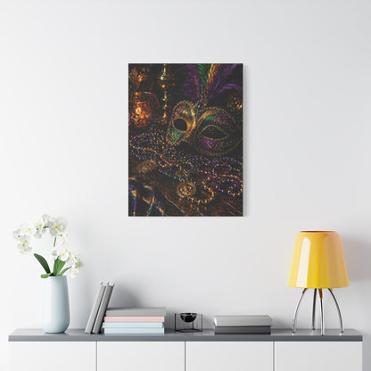 Mardi Gras Mask & Beads Still Life Wall Art & Canvas Print