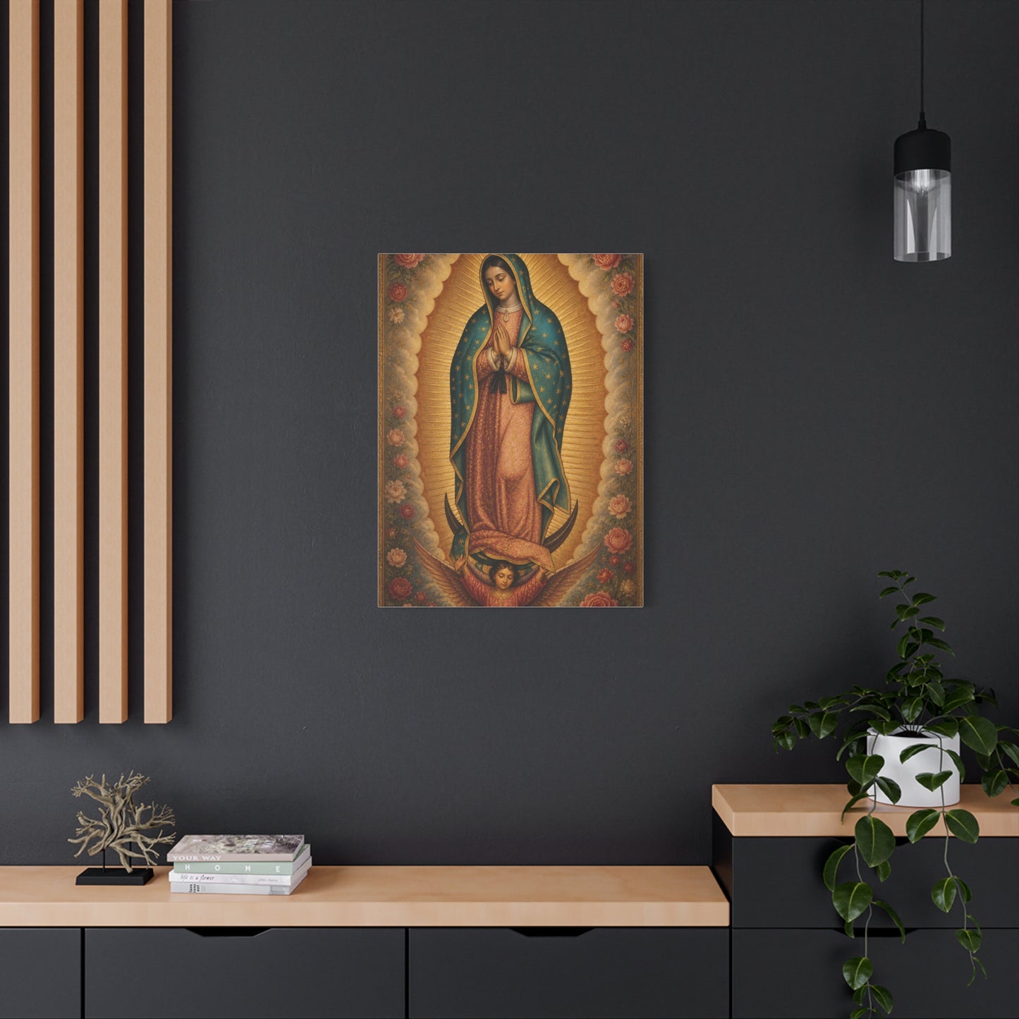 Our Lady of Guadalupe Floral Sacred Icon Wall Art & Canvas Print