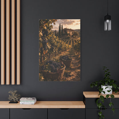 Tuscan Vineyard Harvest Scene Wall Art & Canvas Print