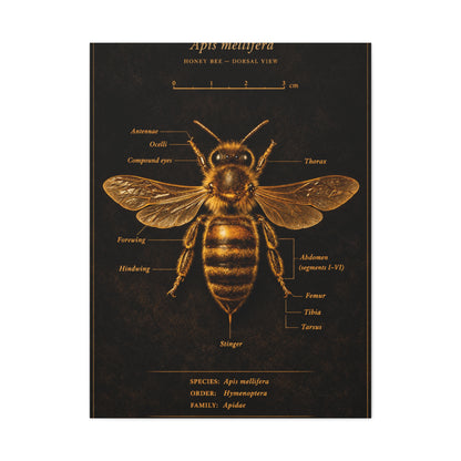 Gold Bee Entomology Study Wall Art & Canvas Print