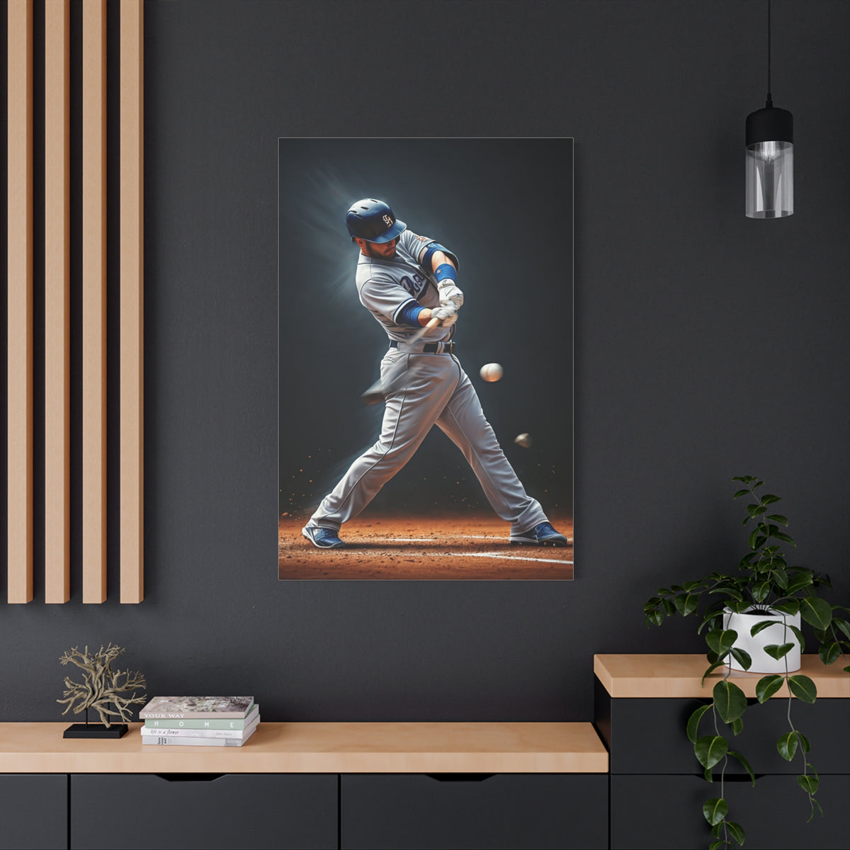 Baseball Impact Swing Close Action Wall Art & Canvas Prints
