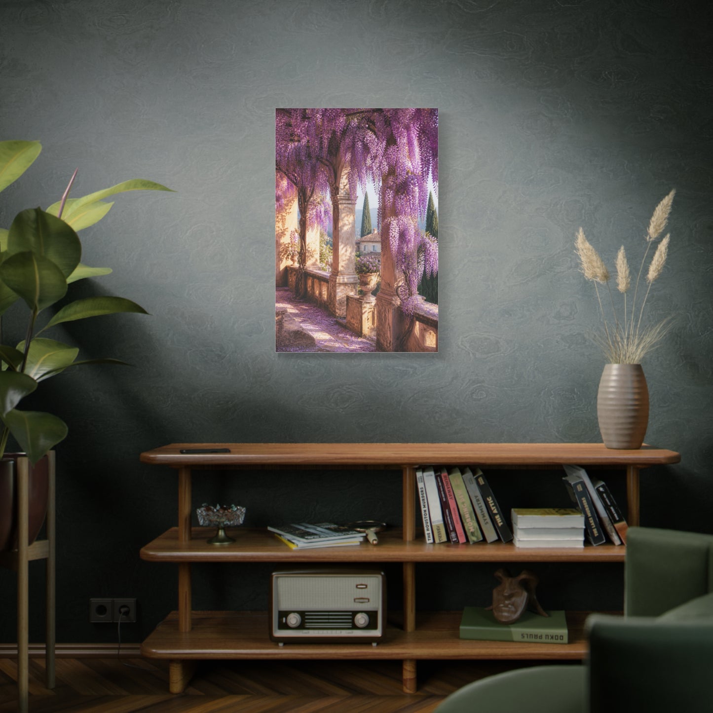 Cascading Wisteria Balcony Scene Wall Art & Canvas Print