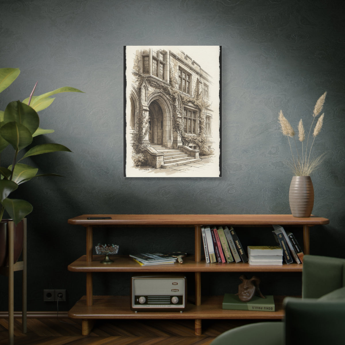 Ivy-Covered Collegiate Arch Sketch Wall Art & Canvas Print