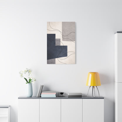 Navy Geometric Line Abstraction Wall Art & Canvas Print