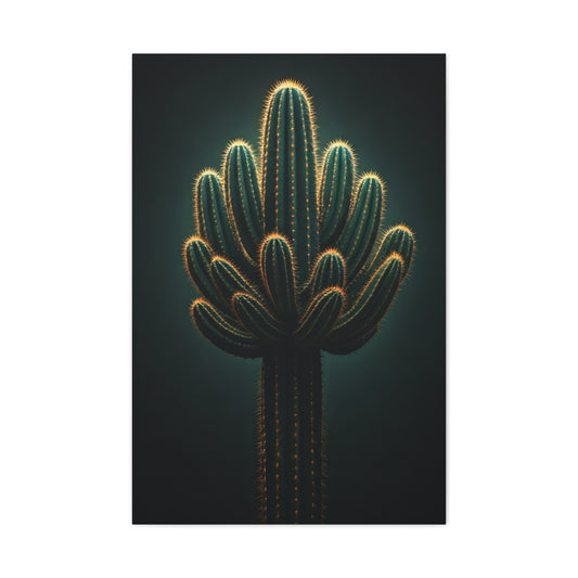 Golden Saguaro Cactus Desert Silhouette Wall Art & Canvas Prints