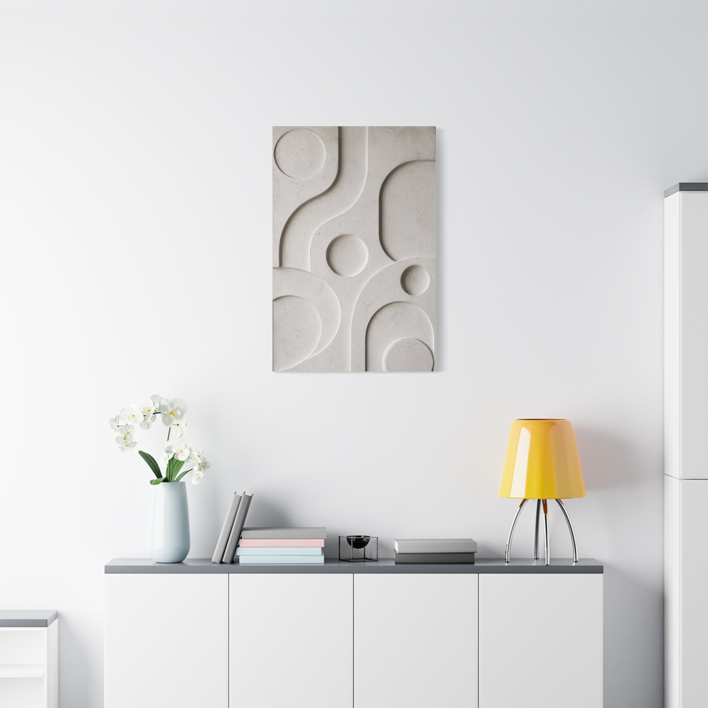 Monumental White Concrete Relief Wall Art & Canvas Print