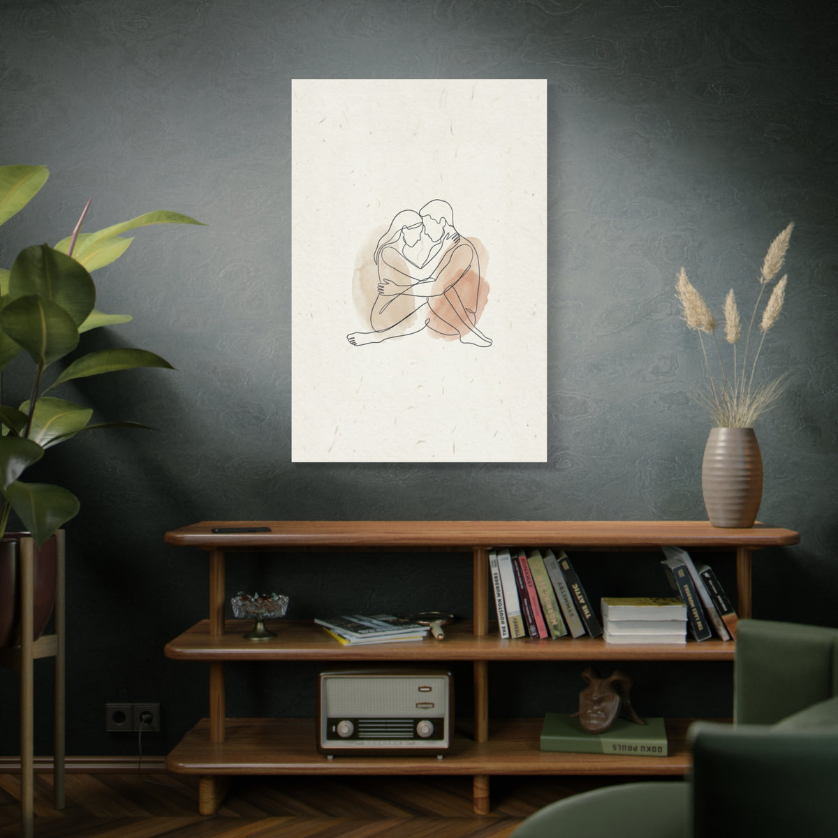 Minimal Line Art Intimate Embrace Wall Art & Canvas Print