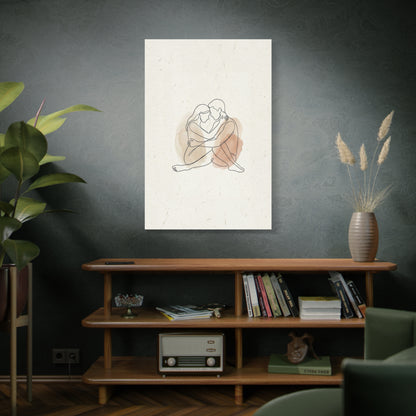 Minimal Line Art Intimate Embrace Wall Art & Canvas Print