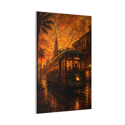 Historic Streetcar Jazz Sunset Wall Art & Canvas Print