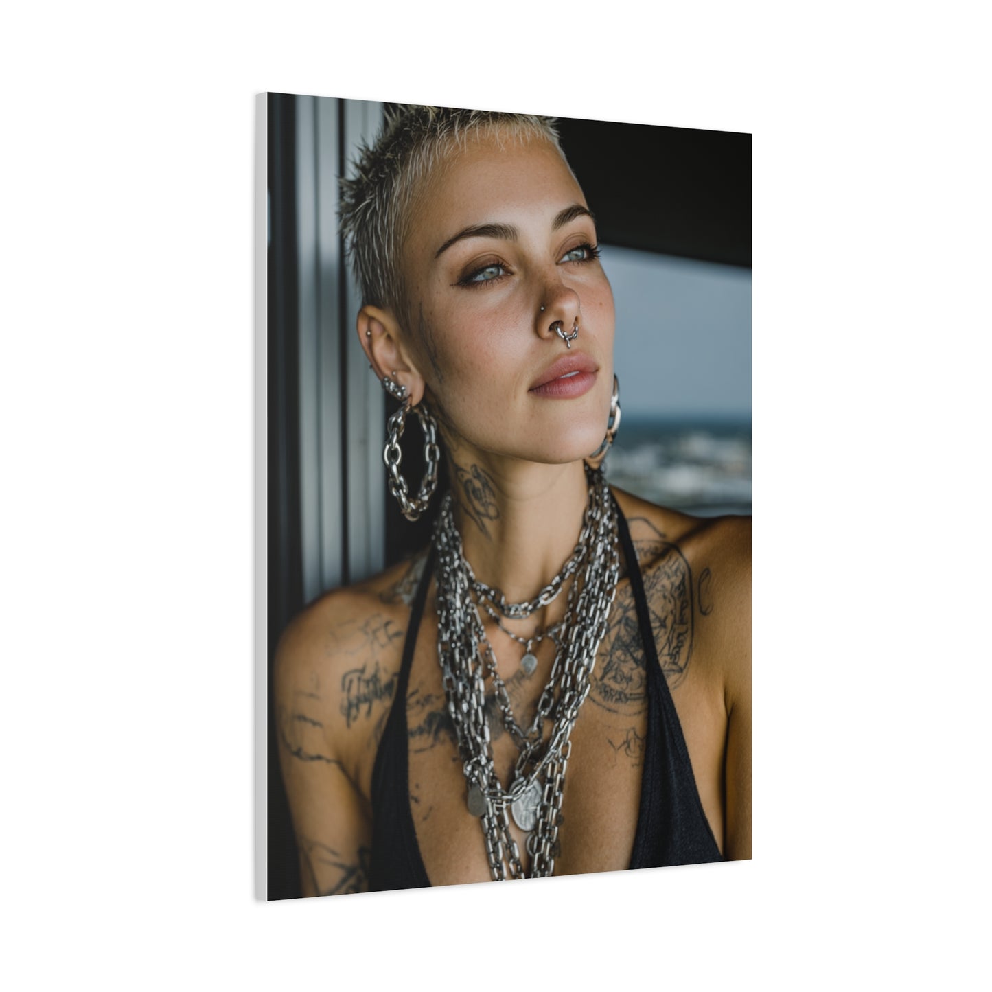 Tattooed Woman Urban Editorial Portrait Wall Art & Canvas Print