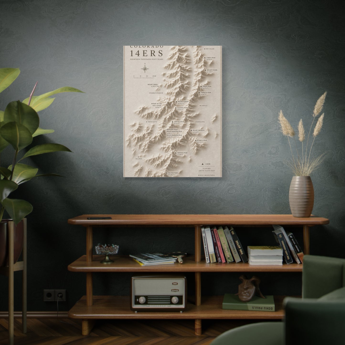 Colorado 14ers Relief Map Wall Art & Canvas Print