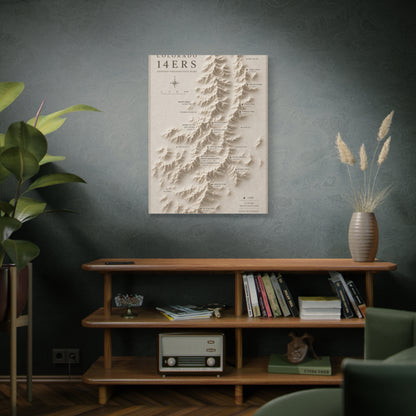 Colorado 14ers Relief Map Wall Art & Canvas Print