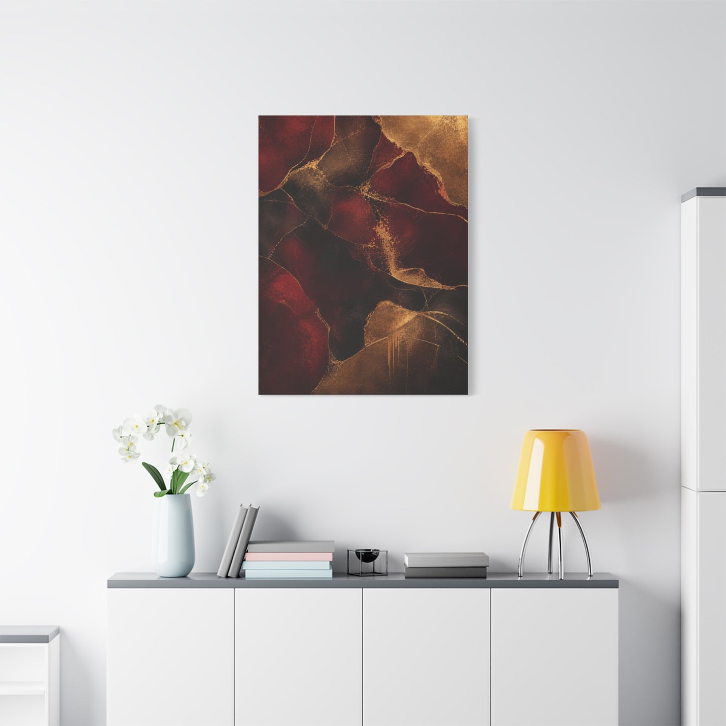 Oxblood and Gold Luxury Abstract Wall Art & Canvas Print