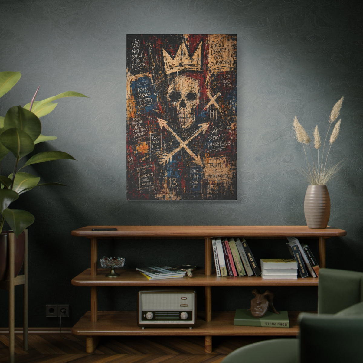 Crowned Skull Rebellion Street Wall Art & Canvas Print